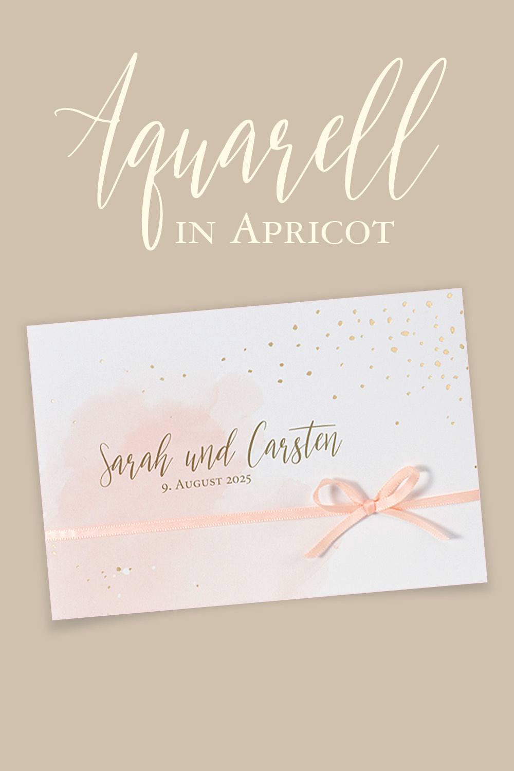 Abbildung der Hochzeitseinladungen, apricot