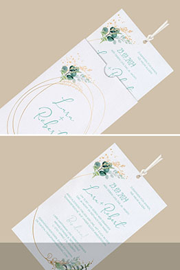 Einladungskarte mit halb ausgezogenem Texteinleger