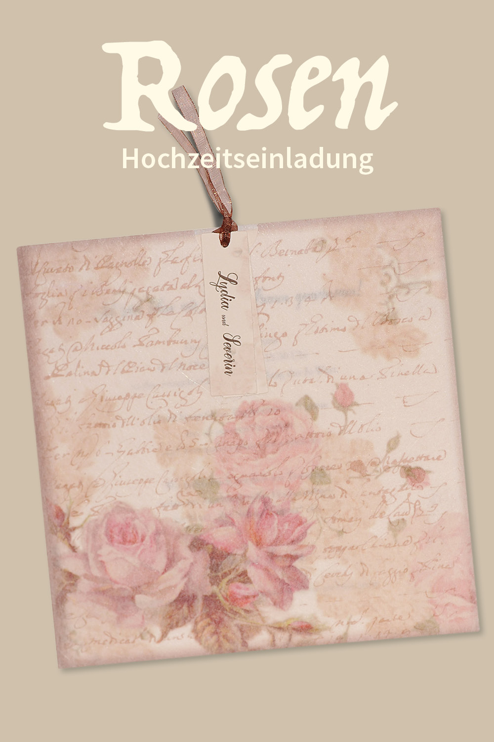 Romantische Hochzeitseinladungen mit Rosen im Vintage-Style