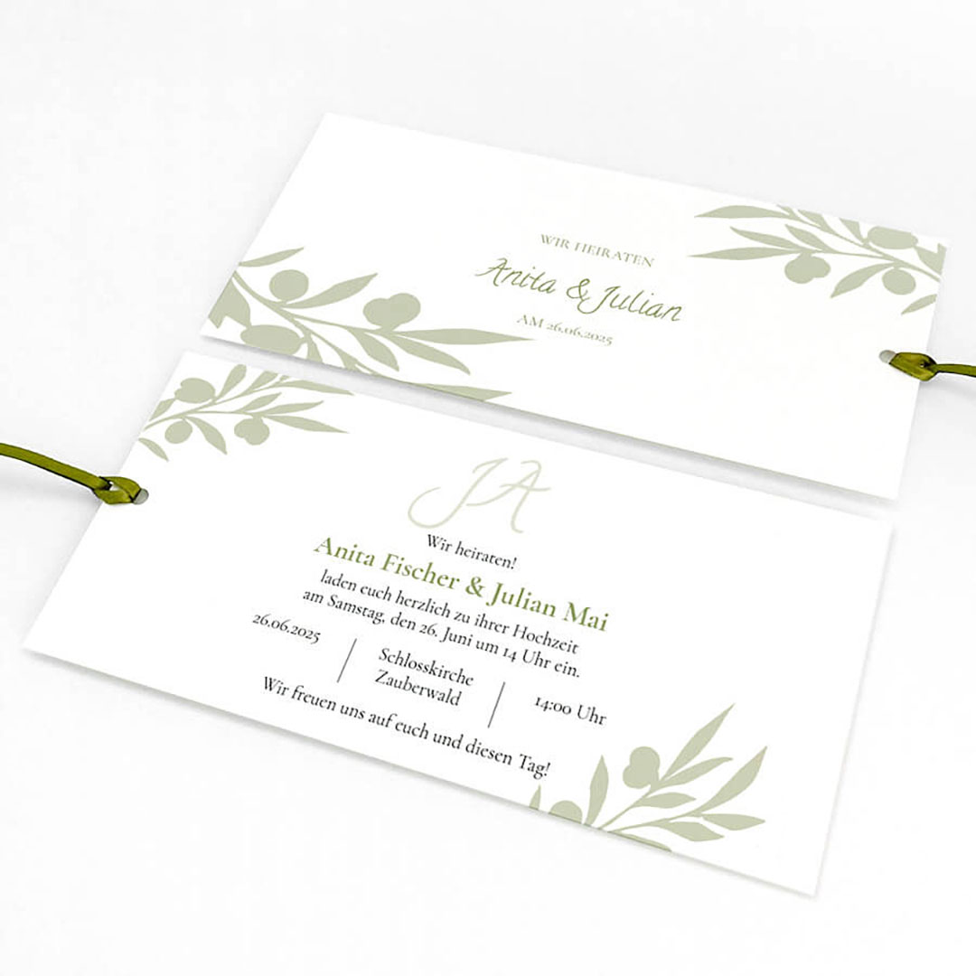 Vergrößerte Abbildung Vorder- und Rückseite des Texteinlegers.