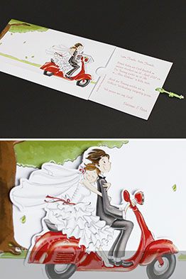 Die Karte mit dem ausgezogenen, bedruckten Texteinstecker.