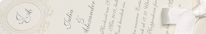  Hochzeitseinladungen, creme, klassisch - Schmuckbild oben