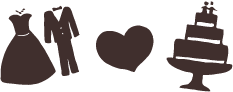 Schmuckleiste mit verschiedenen Hochzeitssymbolen